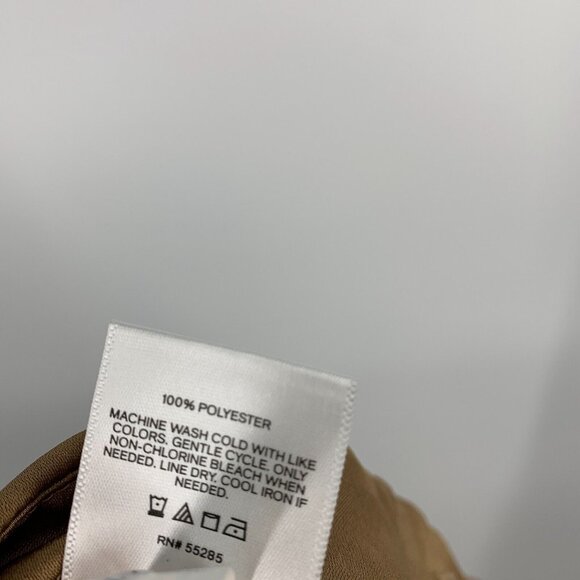 Express Pants Satin High Rise Straight Leg Pleated Ankle Crop Brown - Picture 6 of 10